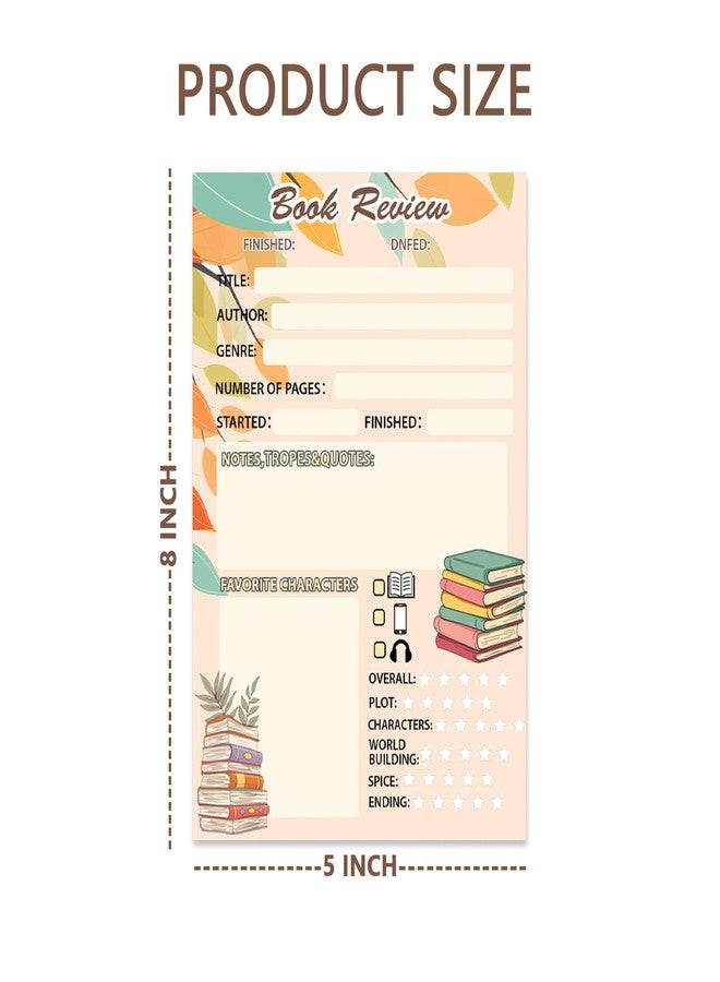 Topabel Book Review Notepad Reading Log for Readers to Review&Reading Tracker 5x8 Inches Reading Journals for Planner Book Lovers,50 Sheets - Image 2
